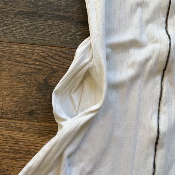 Vintage Marena Ribbed Zip Front Sleeveless Mini Dress White Size M Made in USA - Picture 4 of 9